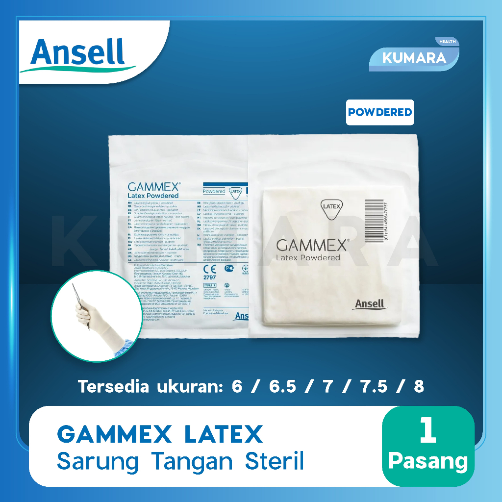 ANSELL - Gammex Latex Powdered Textured / Sarung Tangan Steril Pcs 1 ANSELL - Gammex Latex Powdered Textured / Sarung Tangan Steril Pcs