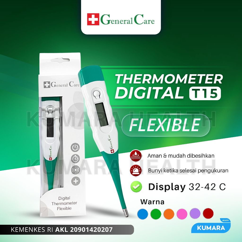 GENERAL CARE - Thermometer Digital Flexible T15 | Termometer Ketiak Lentur | KUMARA 1 GENERAL CARE - Thermometer Digital Flexible T15 | Termometer Ketiak Lentur | KUMARA