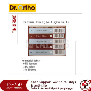 DR ORTHO - Elastic Knee Support With Anti Slip ES-760 / Penyangga Lutut / Deker Anti Slip / Knee Support 4 ginee 20260105164717312 6737993323