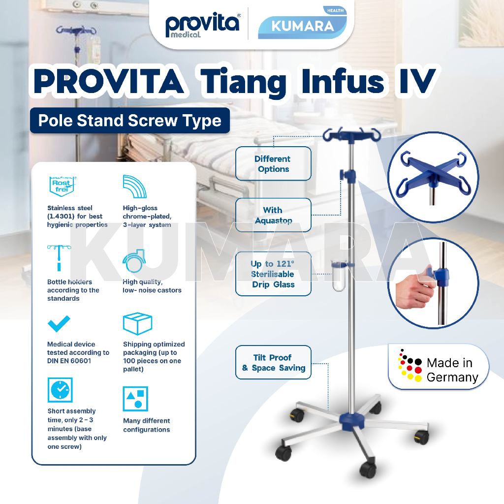 PROVITA - Tiang Infus IV. Pole Stand Screw type 1 PROVITA - Tiang Infus IV. Pole Stand Screw type
