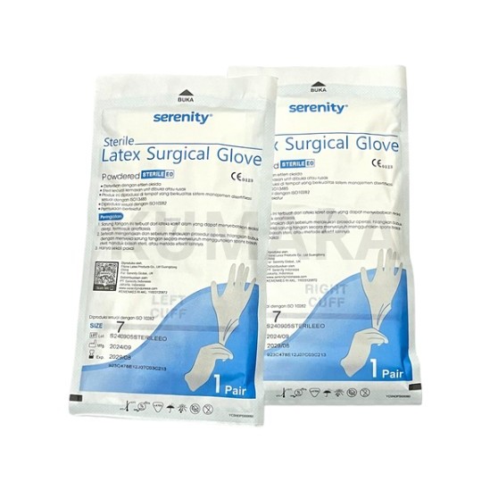 SERENITY - Sarung Tangan Steril Latex Powdered / Surgical Gloves Steril Latex BOX isi 50's 2 SERENITY - Sarung Tangan Steril Latex Powdered / Surgical Gloves Steril Latex BOX isi 50's - Image 2