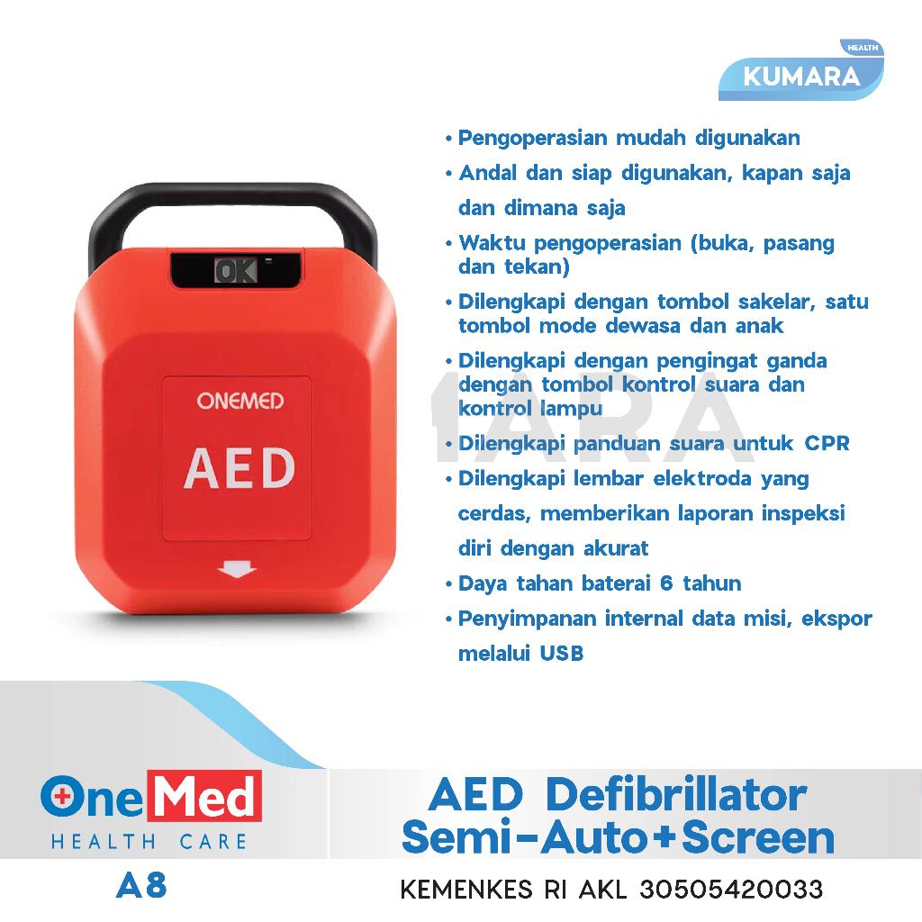 ONEMED - AED Defibrillator OneHeart A8 Semi Auto With Screen 2 ONEMED - AED Defibrillator OneHeart A8 Semi Auto With Screen - Image 2