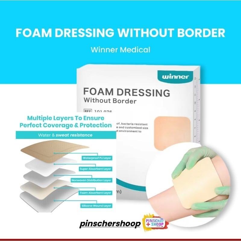 WINNER - Foam Dressing Without Border / Pembalut Luka Basah Foam - PCS 1 WINNER - Foam Dressing Without Border / Pembalut Luka Basah Foam - PCS