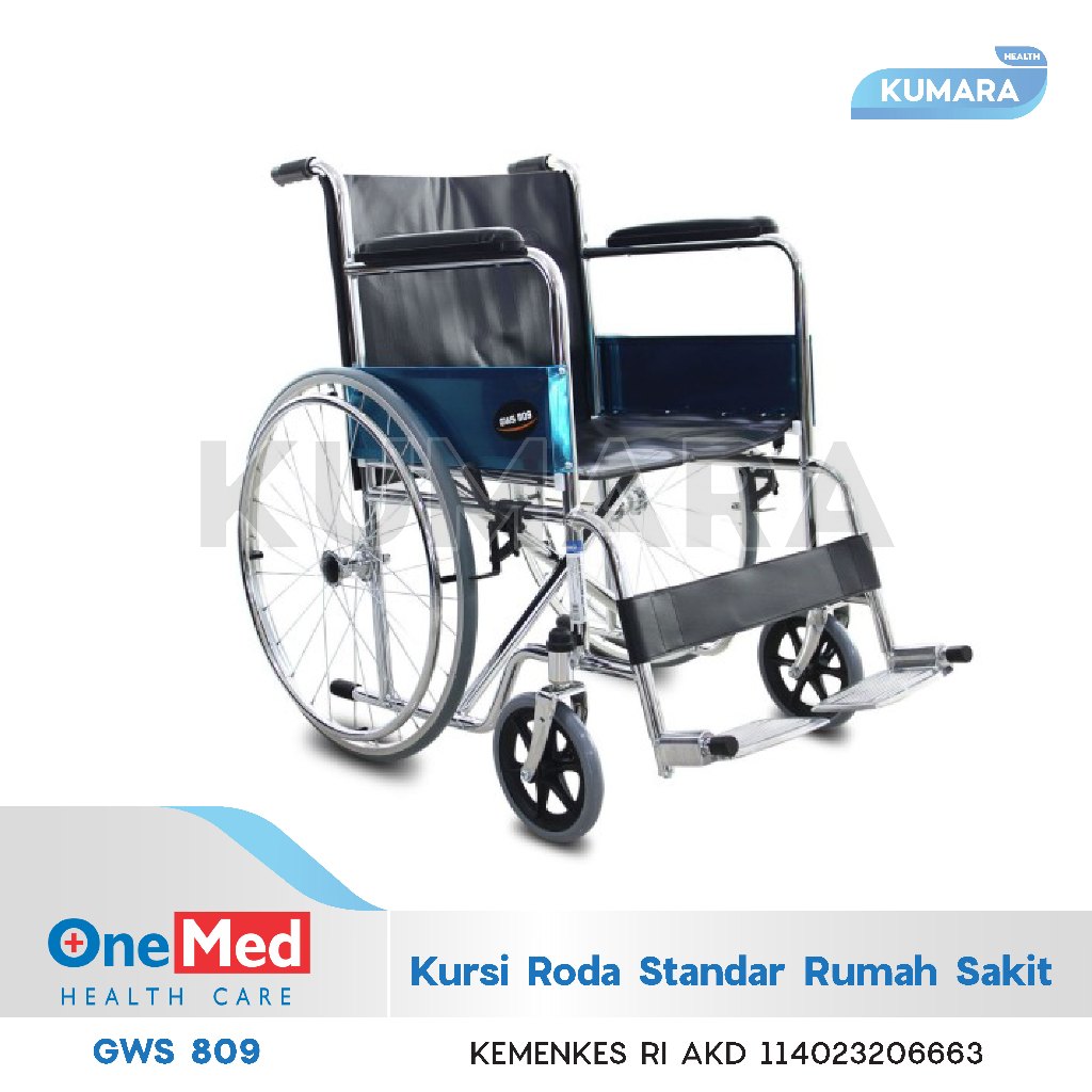 ONEMED - Kursi Roda Standar Rumah Sakit GWS 809 / Chromed Wheelchair 1 ONEMED - Kursi Roda Standar Rumah Sakit GWS 809 / Chromed Wheelchair