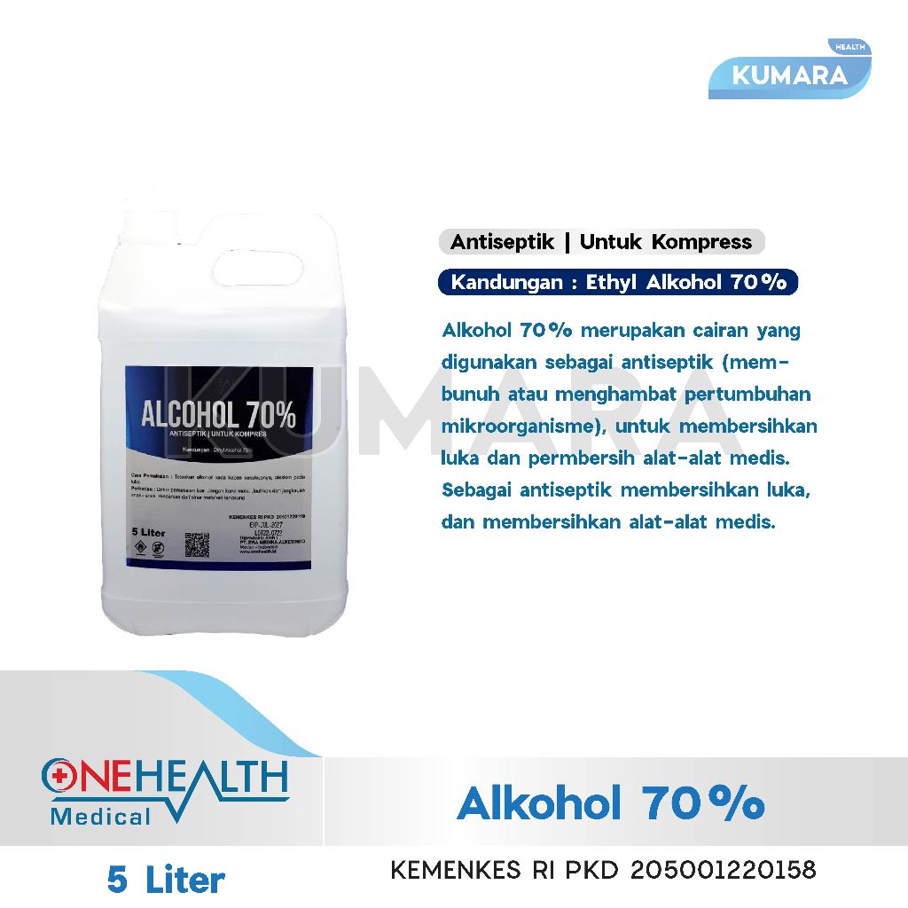ONEHEALTH - Alcohol 70% 5 Liter 2 ONEHEALTH - Alcohol 70% 5 Liter - Image 2