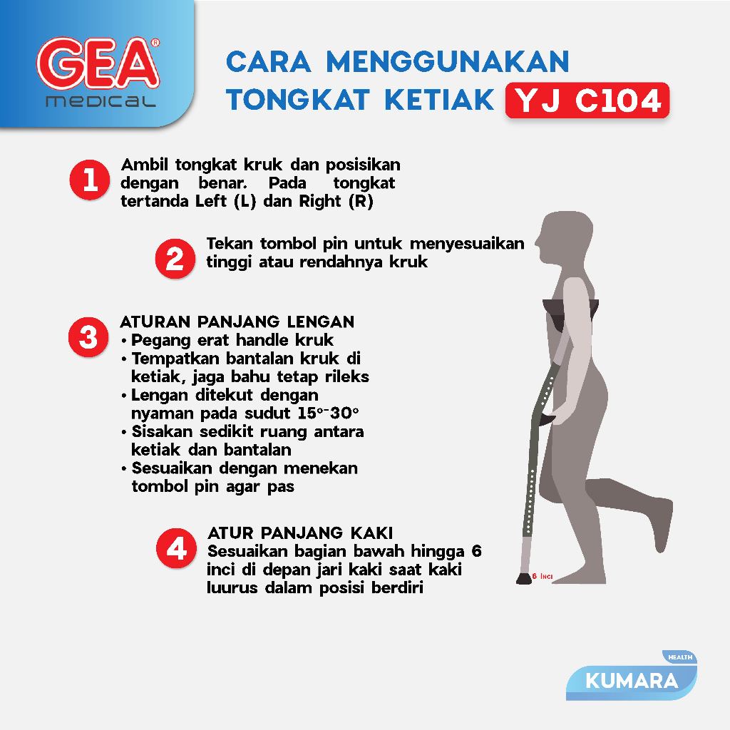 GEA - Tongkat Elbow Premium YJ-C104 / Tongkat Ketiak Sepasang 3 GEA - Tongkat Elbow Premium YJ-C104 / Tongkat Ketiak Sepasang - Image 3