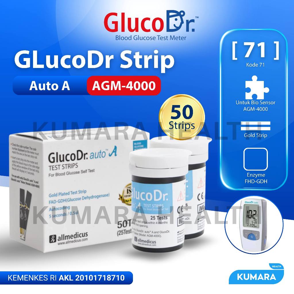 GLUCO DR - Strip Auto Sensor AGM-4000 Code 71 isi 50 Strip 1 GLUCO DR - Strip Auto Sensor AGM-4000 Code 71 isi 50 Strip