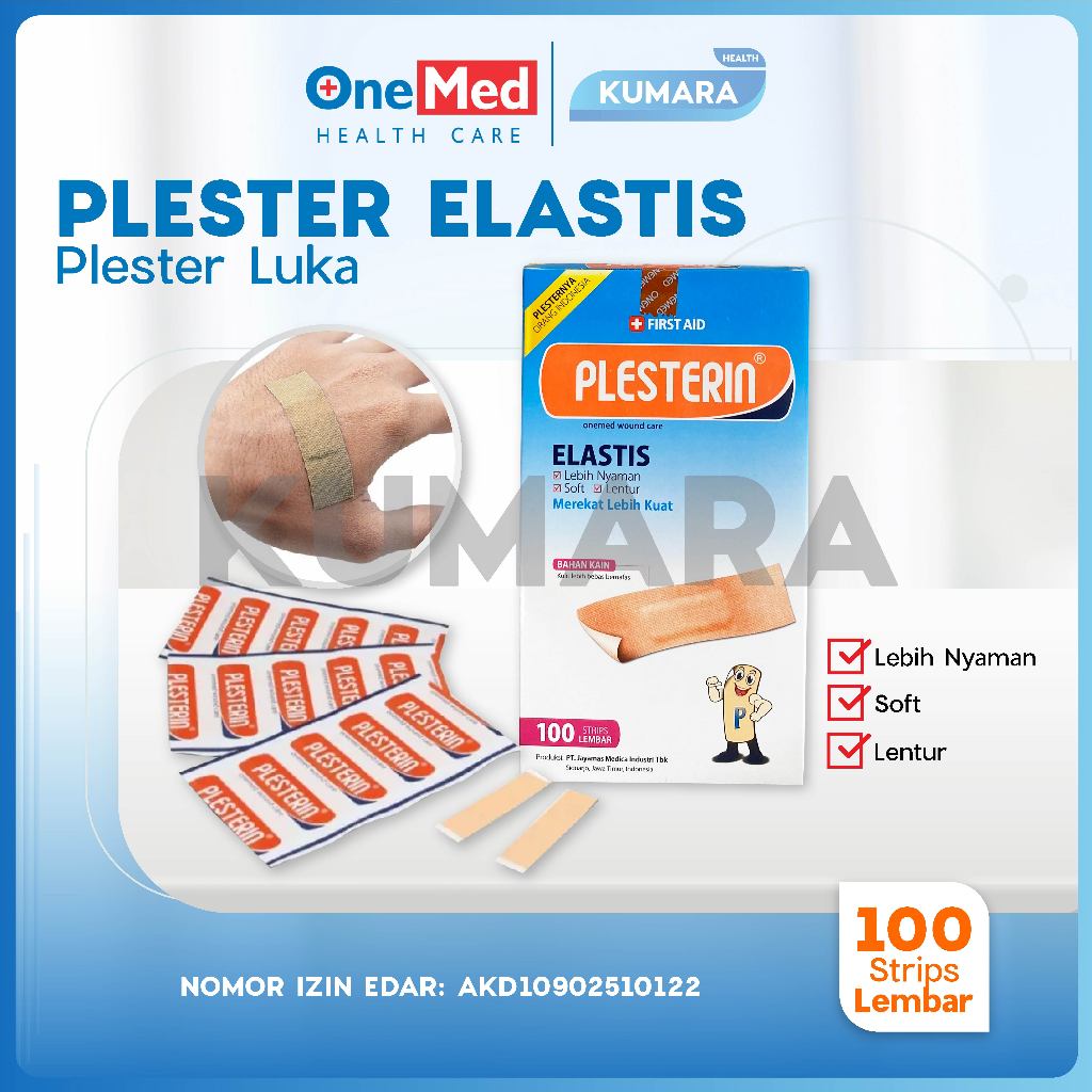 ONEMED - Plesterin Elastis Plester Luka Box isi 100'S 1 ONEMED - Plesterin Elastis Plester Luka Box isi 100'S