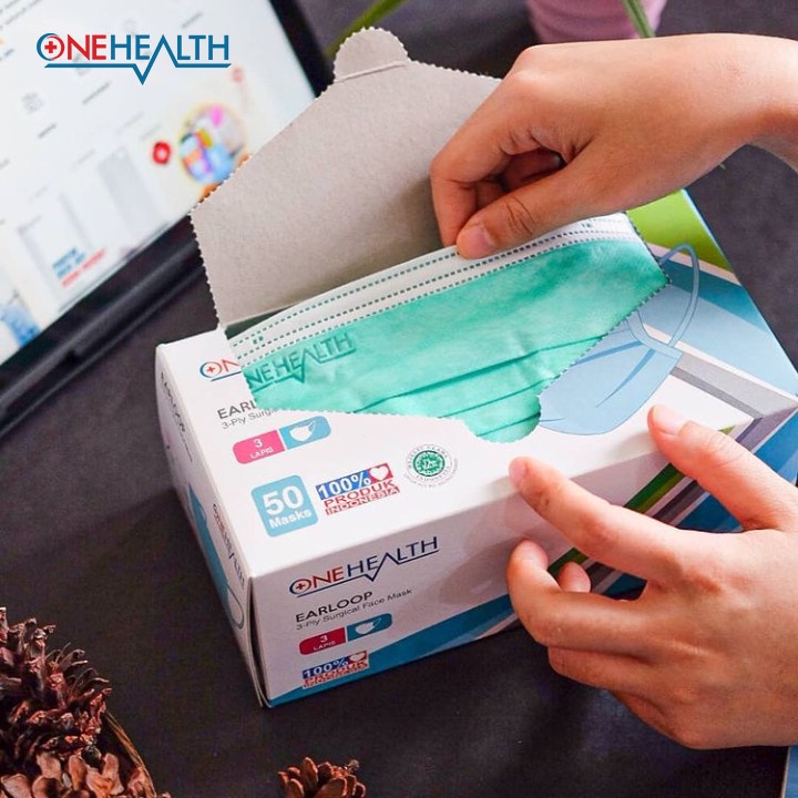 ONEHEALTH - Masker Surgical Medis 3 ply / Masker Earloop Box 50's 3 ONEHEALTH - Masker Surgical Medis 3 ply / Masker Earloop Box 50's - Image 3