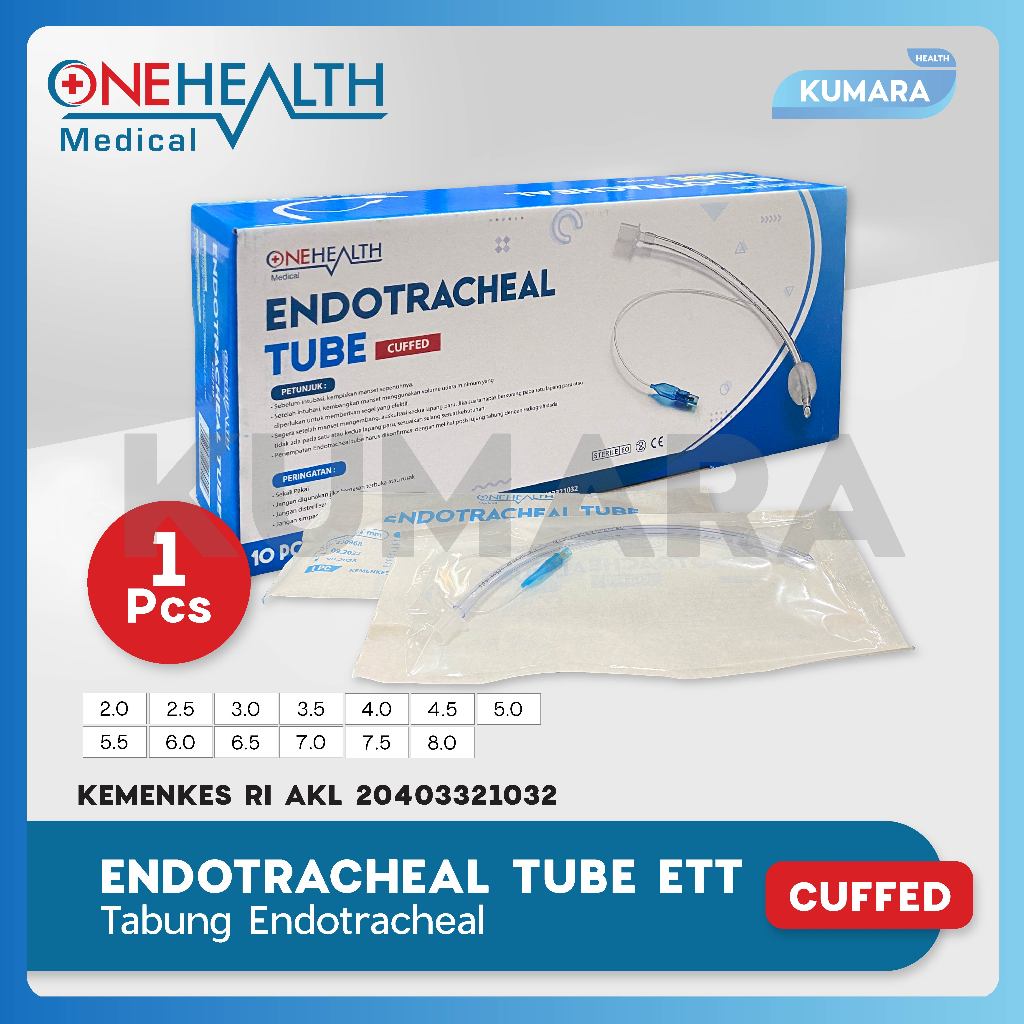 ONEHEALTH - Endotracheal Tube ETT with Cuff / Tabung Endotracheal dengan Cuff 1 ONEHEALTH - Endotracheal Tube ETT with Cuff / Tabung Endotracheal dengan Cuff
