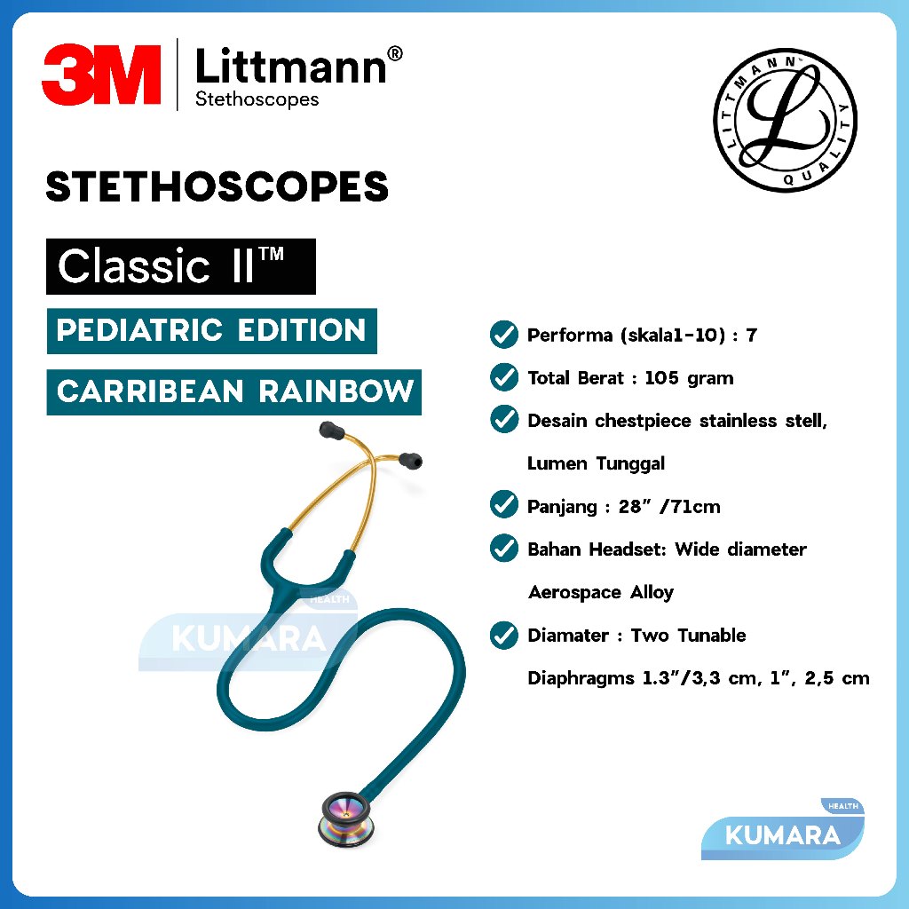 3M - Littman Classic II Stethoscope Pediatric Rainbow Edition / Stethoscope Littmann Anak 2 3M - Littman Classic II Stethoscope Pediatric Rainbow Edition / Stethoscope Littmann Anak - Image 2