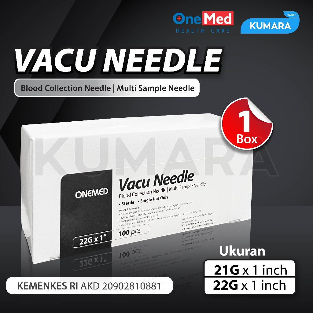 ONEMED - Vacu Needle Hitam / Needle Vacutainer Box isi 100's 1 ONEMED - Vacu Needle Hitam / Needle Vacutainer Box isi 100's