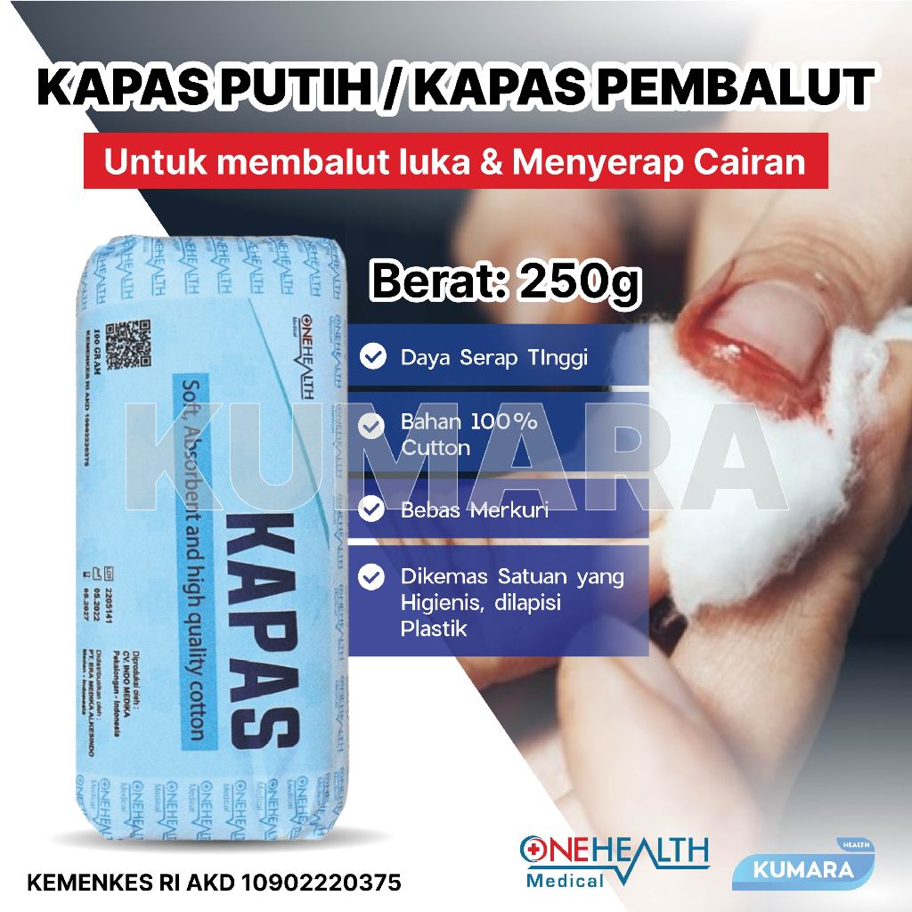 ONEHEALTH - Kapas Pembalut 250gr / Kapas Puith Roll 1 ONEHEALTH - Kapas Pembalut 250gr / Kapas Puith Roll