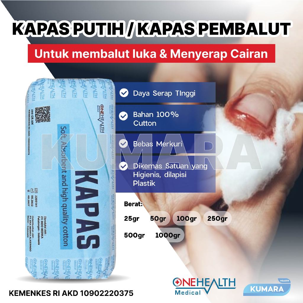ONEHEALTH - Kapas Pembalut 1000gr / Kapas Puith Roll 1 ONEHEALTH - Kapas Pembalut 1000gr / Kapas Puith Roll
