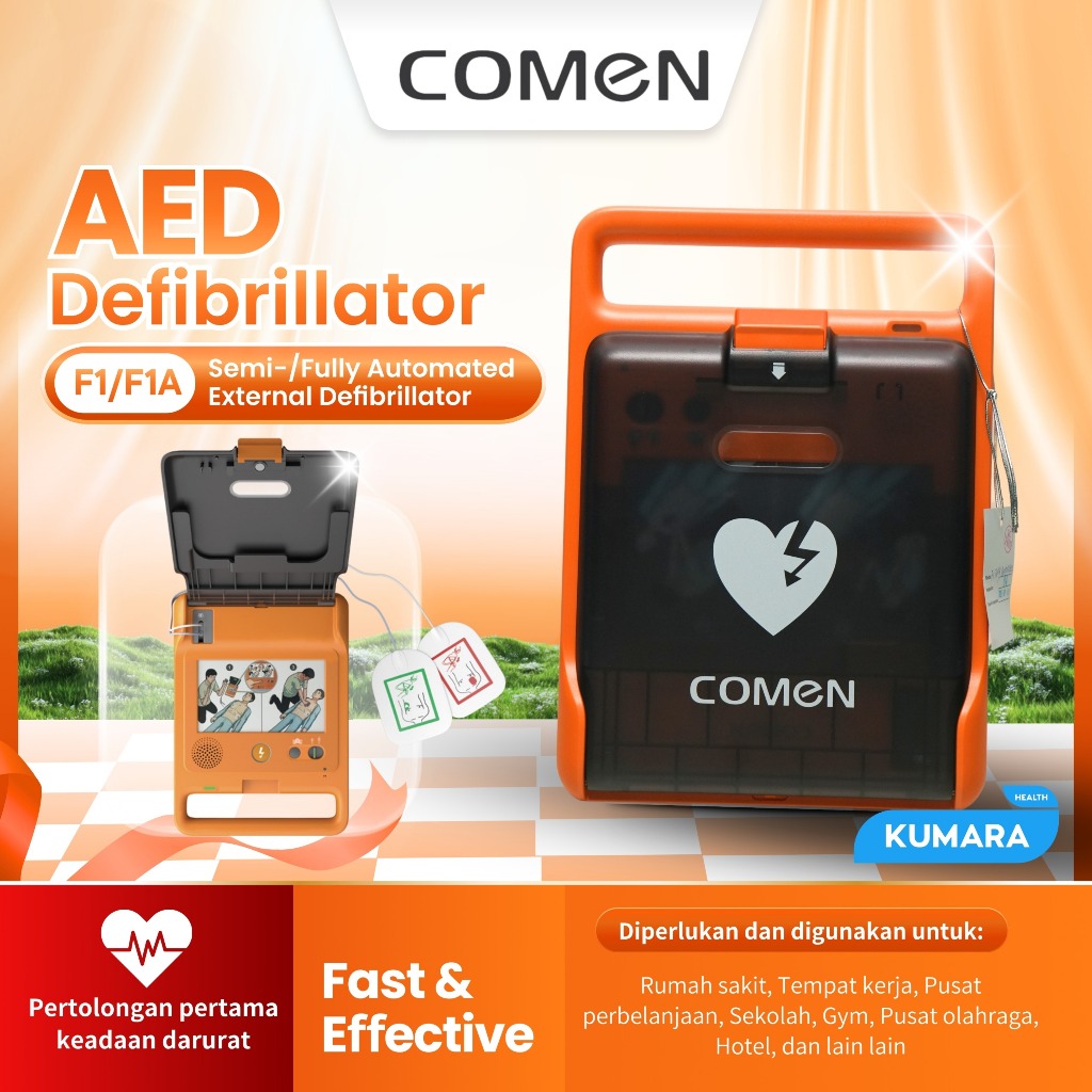COMEN – AED F1 (Automated External Defibrillator) | Alat Defibrillator untuk Pertolongan Pertama
